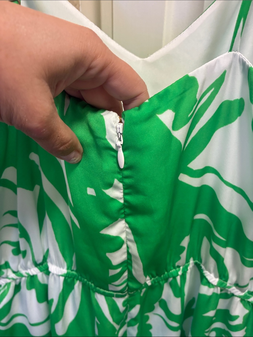 Lilly Pulitzer for Target Green & White Palm-Print Wide-Leg Jumpsuit w/ pockets - Picture 8 of 13